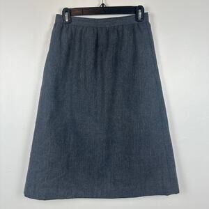 Vintage Domino Womens Wool Blend Fully Lined Midi Slit A-Line Grey Skirt Size 10